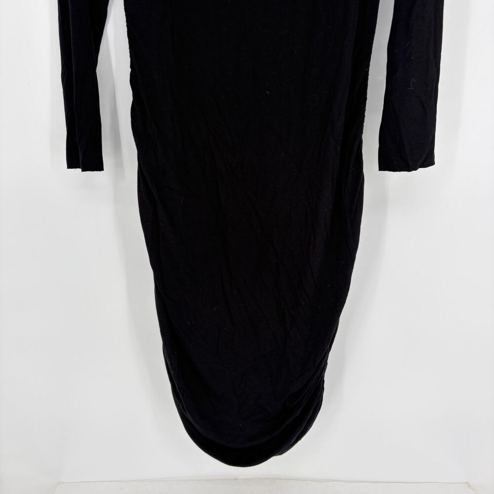 Good American Ruched Bodycon Midi Dress Black Long Sleeve Women's Size 4 XL - Picture 5 of 8